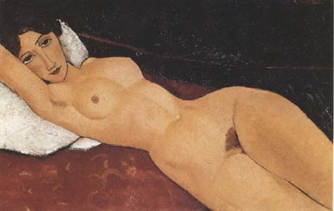 Amedeo Modigliani Reclining Nude on White Pillow (mk09)